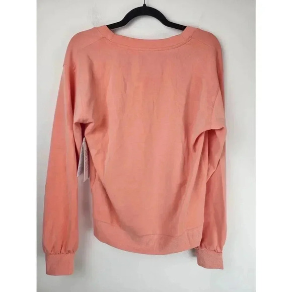 Athleta Willow V Neck Sweatshirt Orange Salmon Size Small New With Tags - Picture 2 of 6